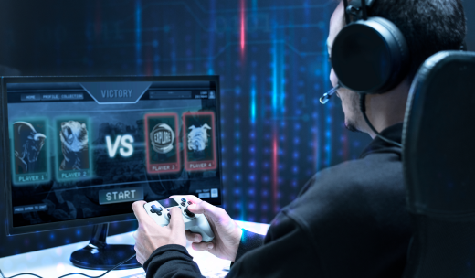 Gamer ganando una juego de lucha de la consola