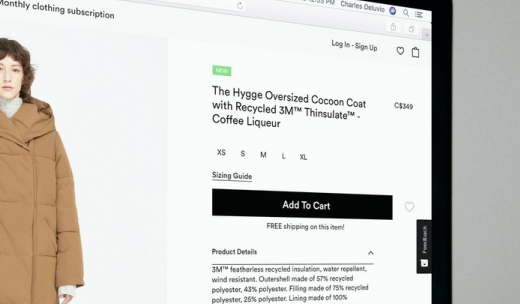 Una página de ropa de internet